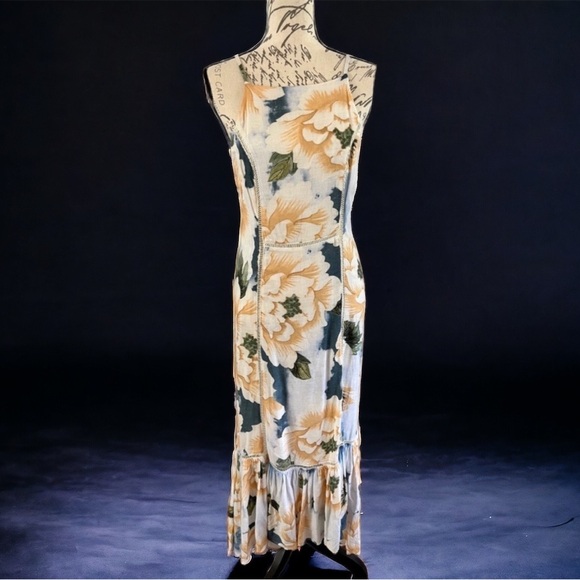 Farm Rio EUC Greenfield Midi Dress Sundress Floral White medium Anthropologie - Picture 3 of 16